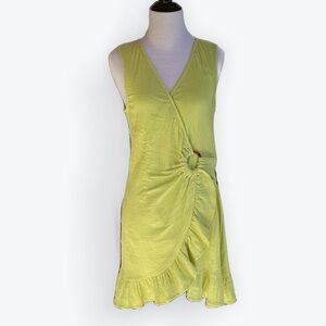 ASOS Crinkle Wrap Mini Sundress Lime Romantic Ruffled Ethereal Flirty ~ 6